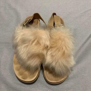 UGG Holly Sheepskin Thong Sandals Soft Ochre Cozy Shearling Slide Sandals